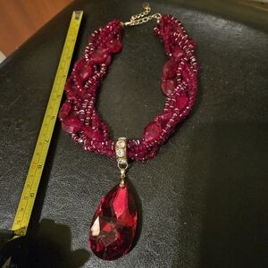 Ruby and Gold Beaded Necklace